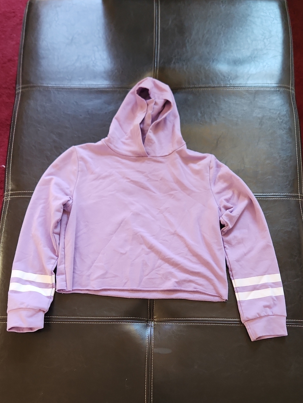 Kids' Lavender Hooded Sweatshirt with Sleeve Stripes